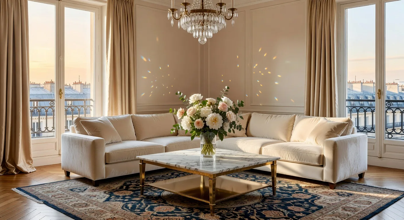 Luxurious Parisian living room at Azure Moon Veil